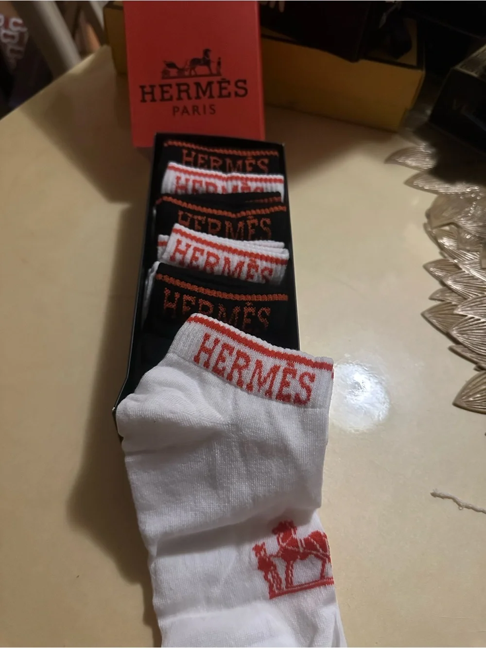 CHANEL Black, Gray & White Casual Crew Socks Set